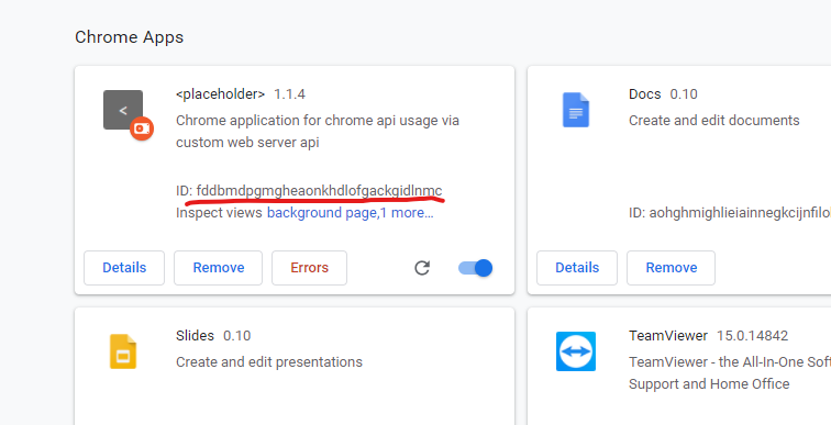 Chrome App Id Location